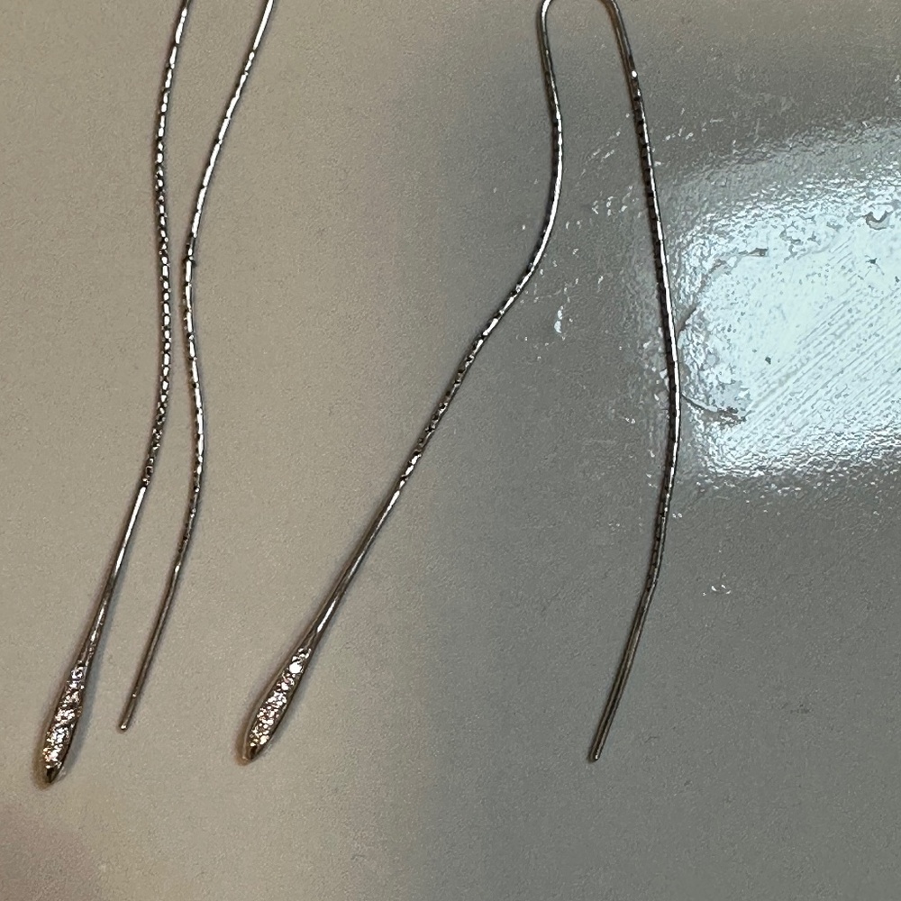 White Gold Neiman Marcus Thread Diamond Earrings